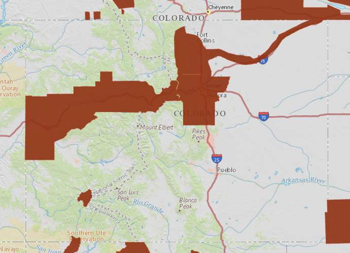 Map of Colorado's lidar coverage